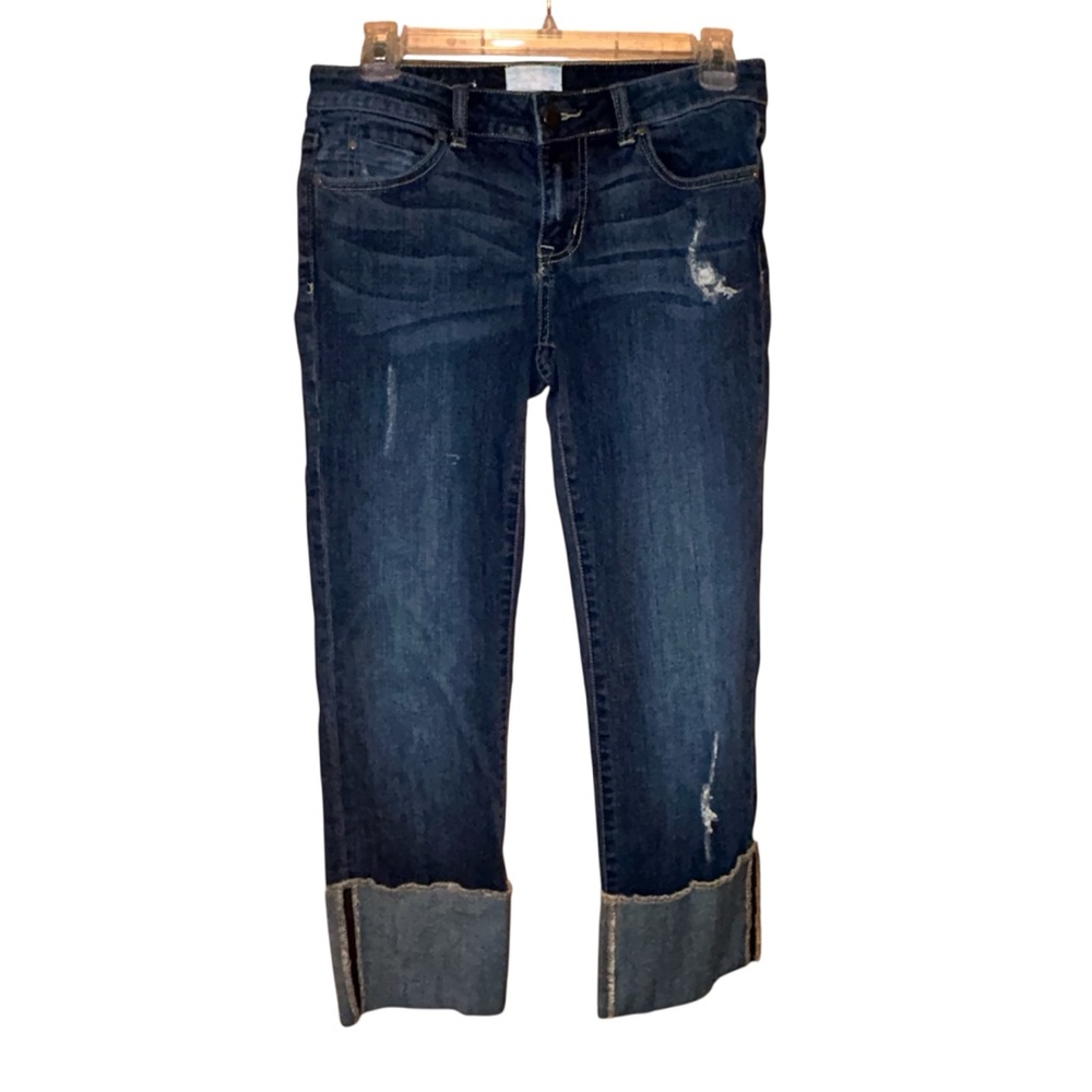 Caslon Women’s Straight Leg‎ Capri Jeans Size 25 Dark Blue Wash Cuffed Stretch
